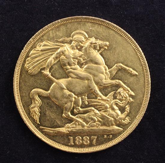 A Victoria 1887 gold two pounds,